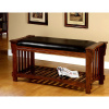 Craftsman Mission Oak Leather Bench